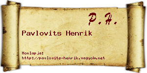 Pavlovits Henrik névjegykártya